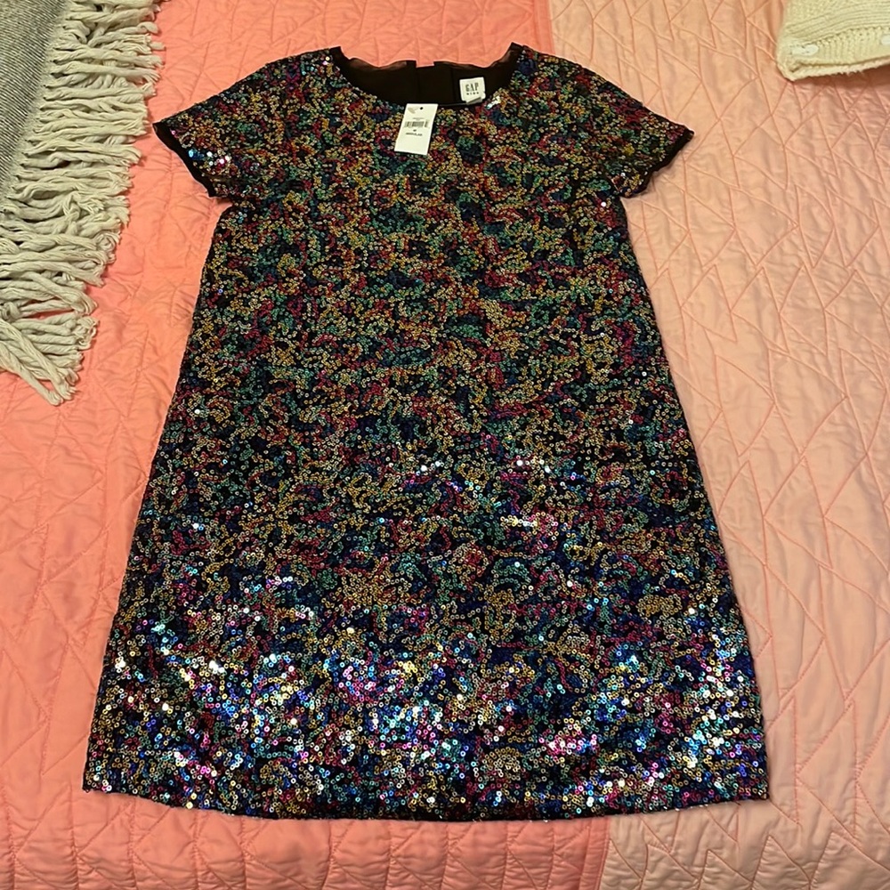 Gap Kids sequined short sleeve shift dress Size M new with tags